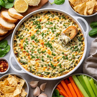 Image of Hot Spinach Artichoke Dip for Parties