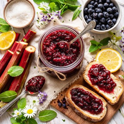 Image of Huckleberry Rhubarb Jam