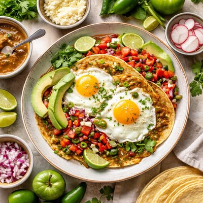 Image of Huevos Rancheros in Tomatillo Ranchero Sauce