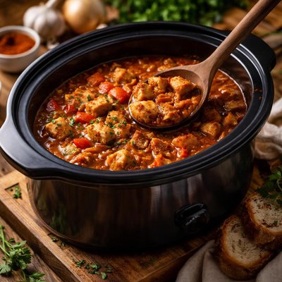 Image of Hungarian Goulash with Tempeh Crock Pot Slow Cooker
