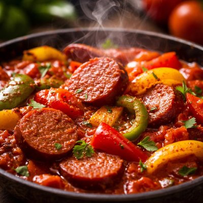 Image of Hungarian Lecso Pepper Sausage and Tomato Stew