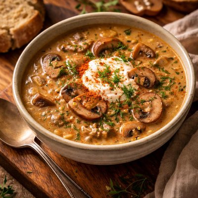 Image of Hungarian Mushroom Soup from the Moosewood Cookbook
