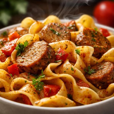 Image of Hungarian Noodles with Vegetarian Sausage