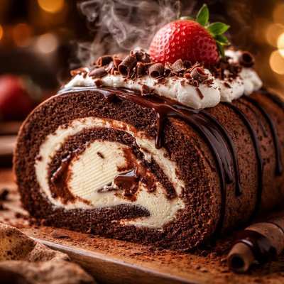 Image of Ice Cream Chocolate Roll Cake