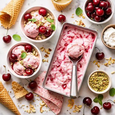 Image of Ice Cream with Cherries