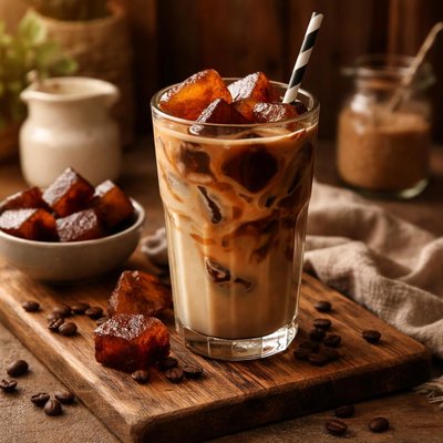 Image of Iced Coffee with Ice Coffee Cubes