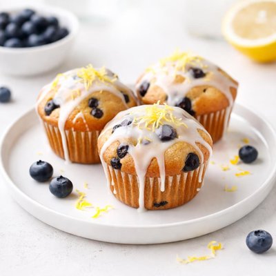 Image of Iced Lemon Blueberry Muffins