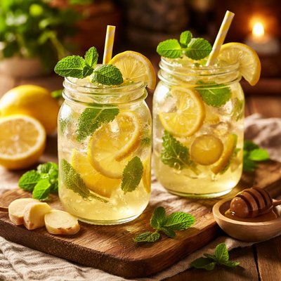 Image of Iced Lemon Ginger Mint Tea