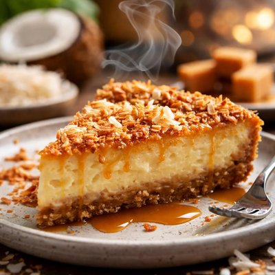 Image of Impossible Coconut Caramel Custard Pie
