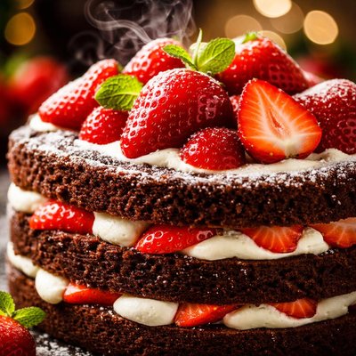Image of Impressive Strawberry Brownie Torte