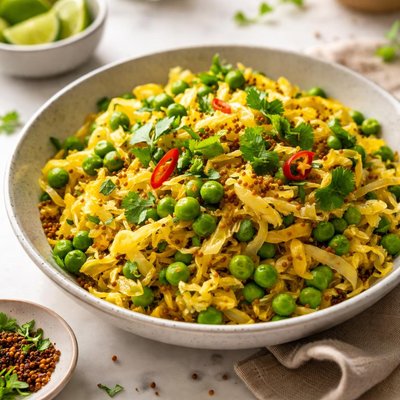 Image of Indian Cabbage and Peas Stir Fry