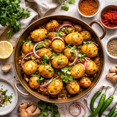 Image of Indian Style Potatoes Khatta Aloo