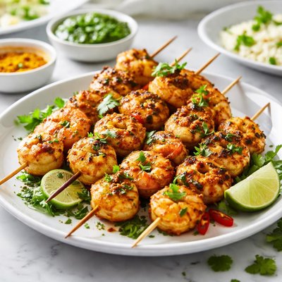 Image of Indian Style Shrimp and Scallop Skewers
