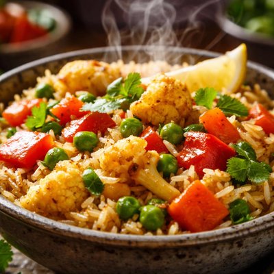 Image of Indian Style Vegetables and Rice
