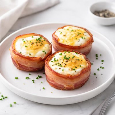 Image of Individual Cheesy Bacon Wrapped Eggs