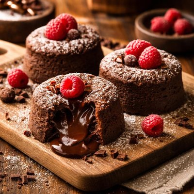 Image of Individual Chocolate Volcano Cakes Flourless