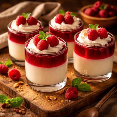 Image of Individual Raspberry Jello Cream Desserts