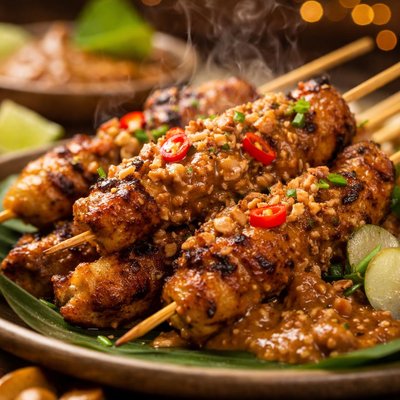 Image of Indonesian Chicken Sate with Peanut Sauce