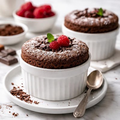 Image of Intensely Bittersweet Chocolate Souffles
