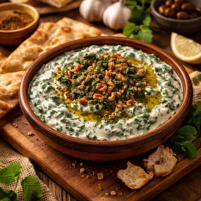 Image of Iranian Yogurt and Spinach Dip Borani Esfanaaj