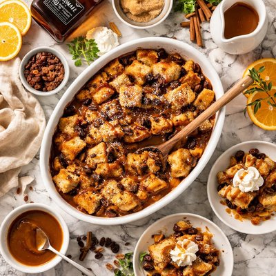 Image of Irish Bread Pudding with Jack Daniels Caramel Whiskey Sauce