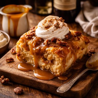 Image of Irish Cream Bread Pudding with Caramel Irish Cream Sauce