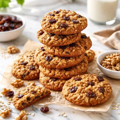 Image of Irish Oatmeal Cookies with Raisins and Walnuts