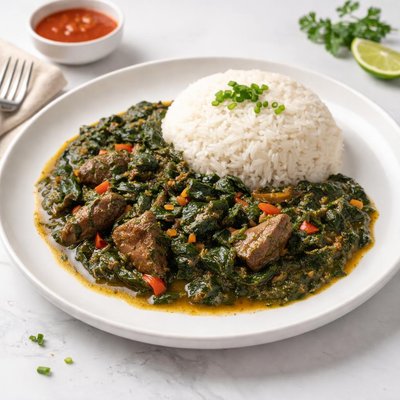 Image of Isombe Cassava Leaves Stew Burundian Dish