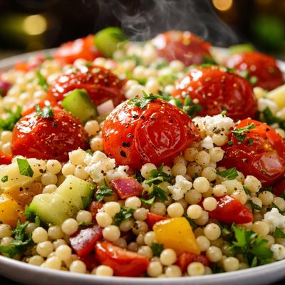 Image of Israeli Couscous Salad with Roasted Cherry Tomatoes