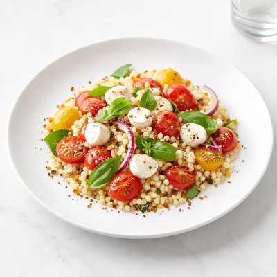 Image of Israeli Couscous Tomato and Mozzarella Salad