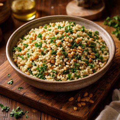 Image of Israeli Couscous with Pine Nuts and Fresh Parsley