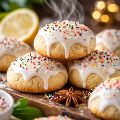 Image of Italian Anise Cookies with Icing and Sprinkles