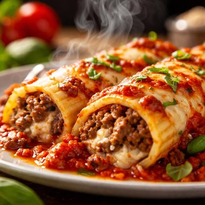 Image of Italian Beef and Cheese Manicotti
