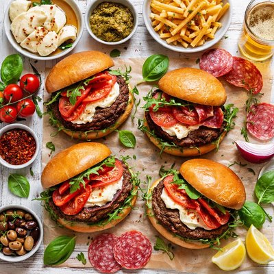 Image of Italian Burgers with Salami Mozzarella