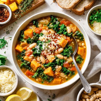 Image of Italian Butternut Squash and White Bean Soup with Greens