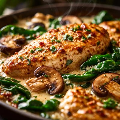 Image of Italian Chicken with Mushrooms and Spinach
