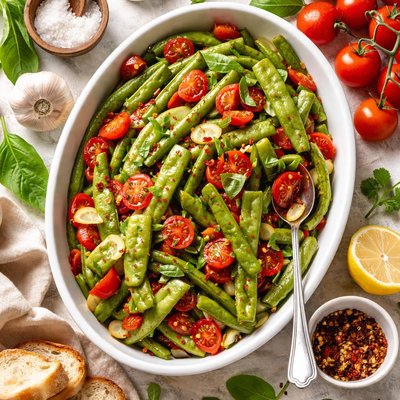 Image of Italian Flat Green Beans with Tomatoes and Garlic