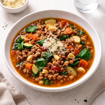 Image of Italian Hamburger Veggie Soup Like Olive Garden Soup