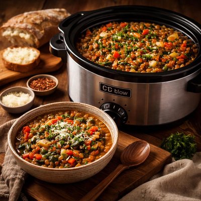 Image of Italian Lentil Vegetable Stew Crock Pot