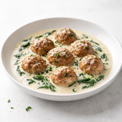 Image of Italian Meatballs in Spinach Cream Sauce