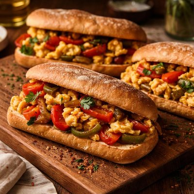 Image of Italian Peppers and Egg Sandwiches