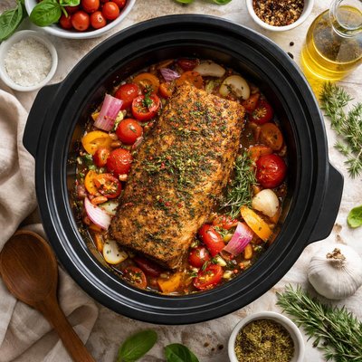 Image of Italian Pork Loin in a Crock Pot