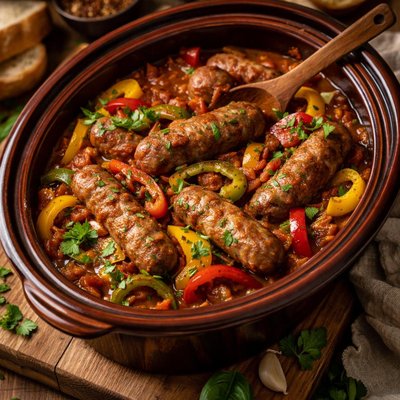Image of Italian Sausage and Peppers Low Carb Slow Cooker Crock Pot