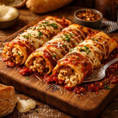 Image of Italian Sausage and Peppers Manicotti