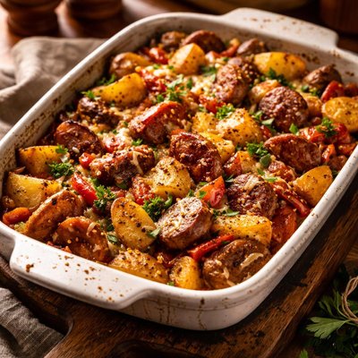 Image of Italian Sausage and Potato Casserole