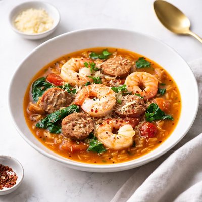 Image of Italian Sausage and Shrimp Soup