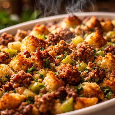 Image of Italian Sausage Stuffing Casserole