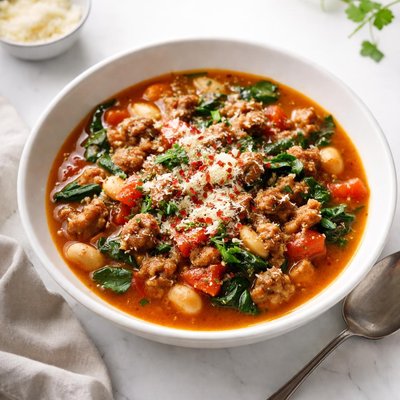 Image of Italian Sausage Tomato and White Bean Soup