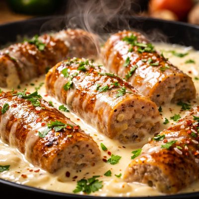 Image of Italian Sausage with Creamy Garlic Sauce