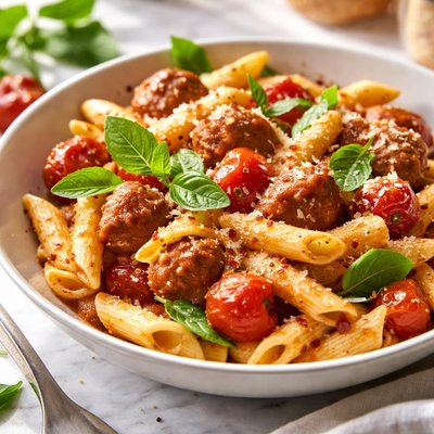 Image of Italian Sausage with Tomatoes and Penne